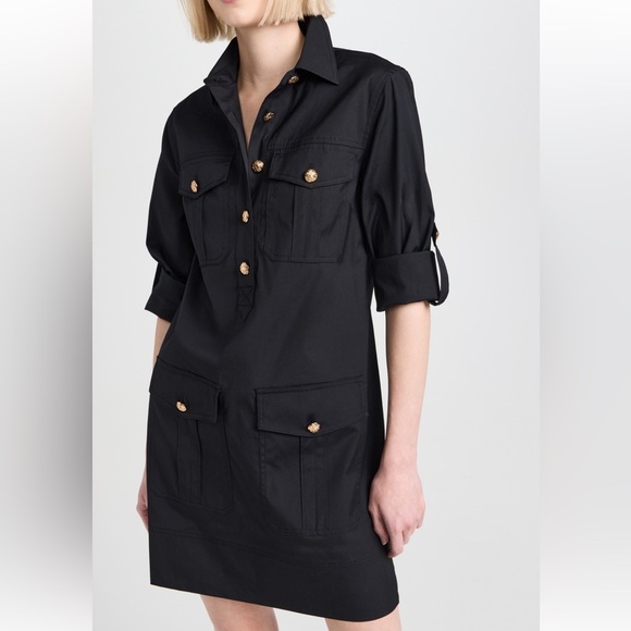NWT Veronica Beard Black Gold Button Shirt Saude Dress - Picture 3 of 11